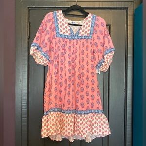 Sz Large Old Navy, puff sleeves mini swing dress NWT